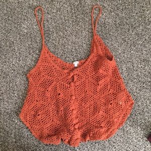 Orange crochet tank. Size small.